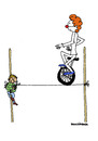 Cartoon: Monocycle - Einrad (small) by Pascal Kirchmair tagged zirkus,circus,clown,lausbubenstreich,einrad,schere,böse,cartoon,humor,humour,unicycle,monocycle,schwarzer