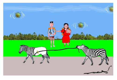 Cartoon: corona (medium) by kar2nist tagged corona,covid,zebra,protocols