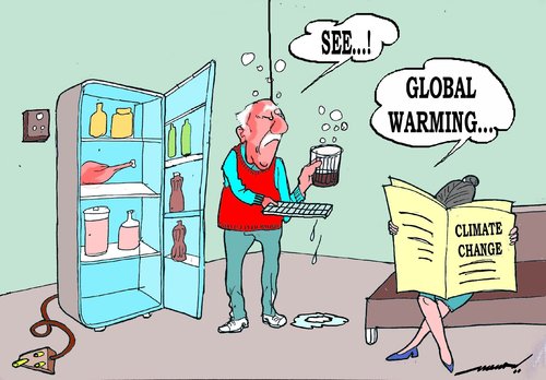 Cartoon: the blame game (medium) by kar2nist tagged global,warming,climate,change,fridge,ice