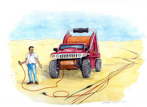 Cartoon: E Hummer (medium) by Niessen tagged cars,energy,hummer,desert,electric,suv