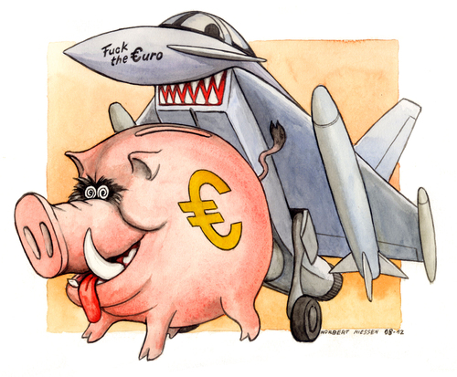 Cartoon: Eurofickther (medium) by Niessen tagged schwein,sparschwein,fuck,eurofighter,euro