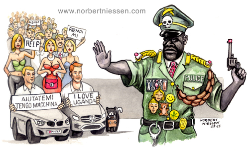 Cartoon: Immigrationinverse (medium) by Niessen tagged einwanderung,flucht,polizist