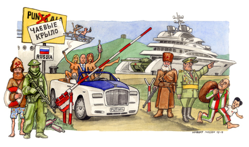Cartoon: Punta Ala Russia (medium) by Niessen tagged russia,italy,emigration,annexation,harbor,yacht