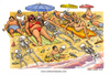 Cartoon: Mare nostrum (small) by Niessen tagged sea,sun,summer,skeletons,bones,bathers,immigrants,dead,illegals
