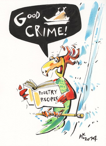 Cartoon: Reader (medium) by Kestutis tagged reader,parrot,bird,pirate,recipe,adventure,book,crime,detective,food,kestutis,lithuania