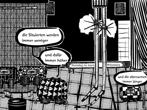 Cartoon: gated (medium) by bob schroeder tagged armut,altersarmut,arm,reich,gesellschaft,alt,jung