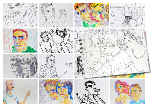 Cartoon: August sketches (medium) by PETRE tagged drawings,colour,sketches,people