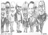 Cartoon: Eight Bell Art Group members (small) by jjjerk tagged bell,art,group,darndale,cartoon,caricature,glasses,irish,ireland,artists,painters