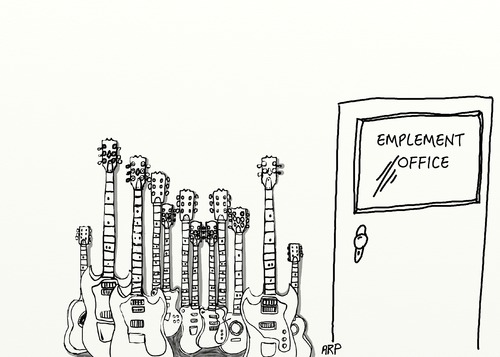 Cartoon: GUITAR EMPLOYMENT OFFICE (medium) by tonyp tagged arp,guitar,work,unemployment