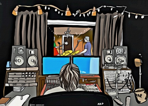 Cartoon: SoundMan (medium) by tonyp tagged studio,music,recording,arp,arptoons