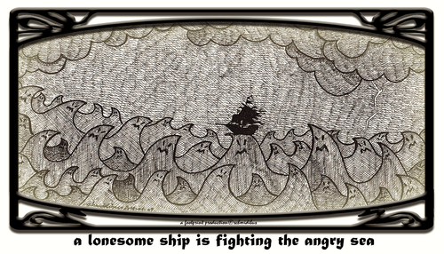 Cartoon: angry sea (medium) by schmidibus tagged schiff,ship,meer,ozean,sea,ocean,angry,zornig,wild,sturm,wolken,orkan,blitz,donner,kämpfen,schiffbruch,fight,thunder,lightning