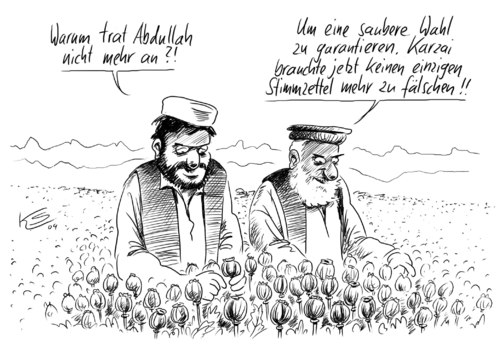 Cartoon: Saubere Wahl (medium) by Stuttmann tagged karzai,afghanistan,karzai,afghanistan,wahlen,wahl,abdullah,stimmen,stimmzettel,wähler