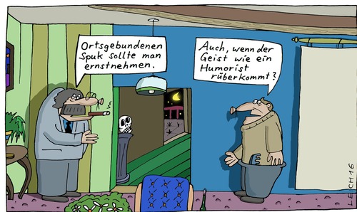 Cartoon: Ratschlag (medium) by Leichnam tagged ratschlag,spuk,ortsgebunden,ernstnehmen,geist,gespenst,humorist,komiker,skepsis