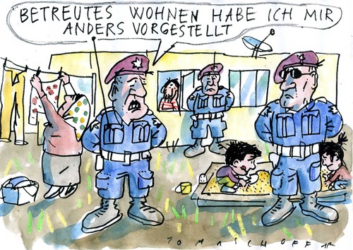 Cartoon: Asylantenbetreuung (medium) by Jan Tomaschoff tagged migration,asyl,migration,asyl