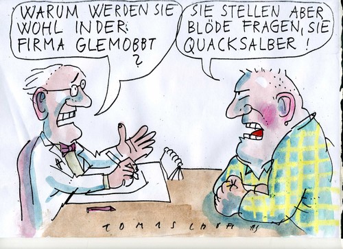 Cartoon: Mobbing (medium) by Jan Tomaschoff tagged mobbing,beratung,beziehungen,mobbing,beratung,beziehungen