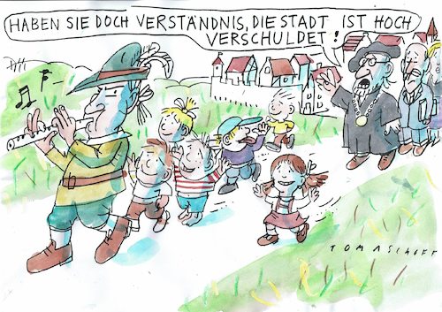 Cartoon: Schulden (medium) by Jan Tomaschoff tagged schulden,gemeinde,stadt,schulden,gemeinde,stadt