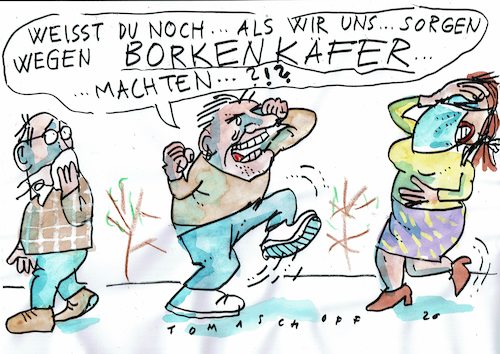 Cartoon: Sorgen (medium) by Jan Tomaschoff tagged korona,viren,epidemie,parasiten,korona,viren,epidemie,parasiten