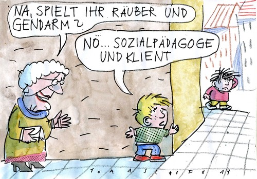 Cartoon: Sozialpädagogik (medium) by Jan Tomaschoff tagged betreuung,sozialpädagogen,kinder,kinder,sozialpädagogen,betreuung