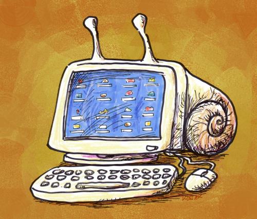 Cartoon: snail pc (medium) by Kossak tagged schnecke,snail,pc,computer,langsam,slow,old,alt,technologie,internet,web,computer,fortschritt,entwicklung,pc,langsam,alt,schnecke,leitung,verbindung,betriebssystem