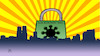 Cartoon: Lockdown-Aufgang (small) by Harm Bengen tagged lockdown,aufgang,sonnenaufgang,corona,vorhängeschloss,schloss,schloß,harm,bengen,cartoon,karikatur