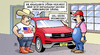 Cartoon: VW-Entschuldigung (small) by Harm Bengen tagged abgaswerte,bordcomputer,vw,usa,betrug,erschiessen,werkstatt,rückruf,kfz,auto,harm,bengen,cartoon,karikatur