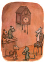 Cartoon: Five to twelve (small) by vladan tagged cuckoo,clock,cats,waiting