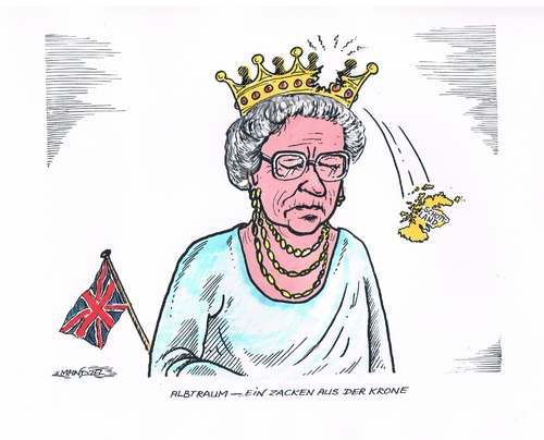 Cartoon: Großbritanniens Albtraum (medium) by mandzel tagged schottland,großbritannien,abspaltung,schottland,großbritannien,abspaltung