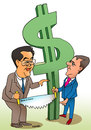 Cartoon: China and Russia against dollar (small) by kranev tagged president medvedev