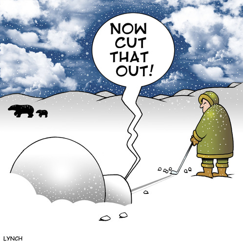 Cartoon: Golfing eskimo (medium) by toons tagged golf,golfer,eskimo,arctic,sport,igloo,ball,sports,putting,snowing,weather