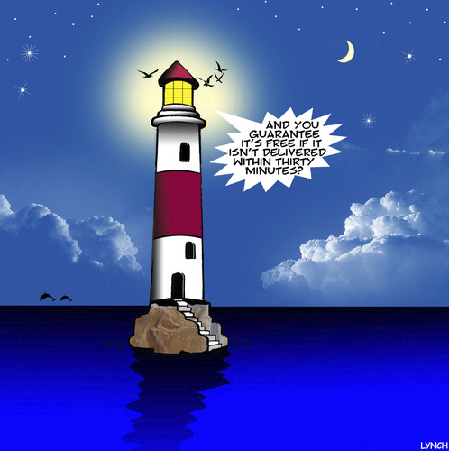 Cartoon: Pizza delivery (medium) by toons tagged lighthouse,pizza,free,delivery,lighthouse,pizza,free,delivery