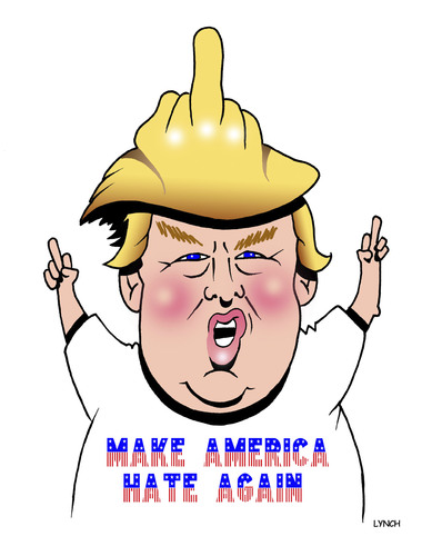 Cartoon: The Donald (medium) by toons tagged donald,trump,us,politics,elections,hate,middle,finger,donald,trump,us,politics,elections,hate,middle,finger
