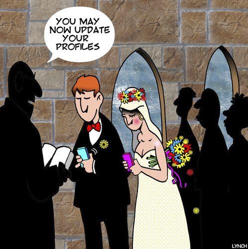 Cartoon: Update profile (medium) by toons tagged weddings,update,status,facebook,profile,smartphone,weddings,update,status,facebook,profile,smartphone