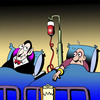 Cartoon: Bloody hungry (small) by toons tagged vampires,hospitals,blood,transfusion,doctors,surgeon,hospital,bed,hungry,types,medical