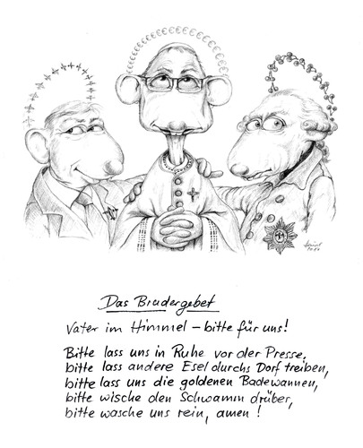 Cartoon: Das Brudergebet (medium) by Uschi Heusel tagged ratten,gebet,bruder,goldene,badewanne,amen,vater,himmel