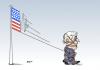 Cartoon: Bush geht (small) by Erl tagged usa,präsident,wahl,amtszeit,bush,george,flagge,chaos,auflösung