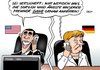 Cartoon: Obama Merkel (small) by Erl tagged usa,geheimdienst,nsa,spionage,überwachung,abhörung,daten,internet,email,sms,telefon,kommunikation,deutschland,eu,terrorismus,terror,verdacht,terroranschlag,information,bundeskanzlerin,angela,merkel,gespräch,präsident,obama,anhören,zuhören,sorgen,ängste
