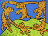 Cartoon: Jaguar Dance (small) by Munguia tagged matisse,dance,dancing,joy,colour,jaguar,cats,munguia,famous,paintings,parodies,calcamunguias,pintura,paint