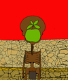 Cartoon: El hijo del Hambre Son of Hunger (small) by Munguia tagged son,of,man,starving,hungry,hunger,africa,african,apple,thin,dry