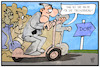 Cartoon: Bauernprotest (small) by Kostas Koufogiorgos tagged karikatur,koufogiorgos,illustration,cartoon,berlin,trecker,traktor,bauern,protest,escooter,roller,rache,demonstration,stadt,land,dorf
