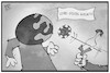 Cartoon: Covid gegen Goliath (small) by Kostas Koufogiorgos tagged karikatur,koufogiorgos,illustration,cartoon,david,covid,corona,virus,mythos,gesundheit,krankheit,epidemie,pandemie