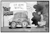 Cartoon: Dieselgate (small) by Kostas Koufogiorgos tagged karikatur,koufogiorgos,illustration,cartoon,vw,volkswagen,aufseher,thompson,auto,wirtschaft,dieselgate,abgasskandal