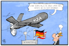 Cartoon: Drohnenopfer (small) by Kostas Koufogiorgos tagged karikatur,koufogiorgos,illustration,cartoon,usa,deutschland,ramstein,drohnen,opfer,veröffentlichung,cia,krieg,waffe,air,force,luftwaffe,militär