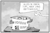 Cartoon: Eintopf der Immobilienkonzerne (small) by Kostas Koufogiorgos tagged karikatur,koufogiorgos,illustration,cartoon,vonovia,wohnen,fusion,wohnung,immobilien,mietendeckel