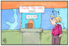 Cartoon: Equal Pay Day (small) by Kostas Koufogiorgos tagged karikatur,koufogiorgos,illustration,cartoon,equal,pay,day,kasse,frau,gleichbehandlung,ungerechtigkeit,benachteiligung