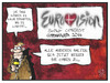 Cartoon: ESC 2014 (small) by Kostas Koufogiorgos tagged karikatur,koufogiorgos,illustration,cartoon,eurovision,esc,song,contest,grand,prix,kopenhagen,fan,musik,europa