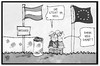 Cartoon: Europa an der Grenze (small) by Kostas Koufogiorgos tagged karikatur,koufogiorgos,illustration,cartoon,europa,grenze,oesterreich,italien,fahne,flagge,zaun,bauarbeiter,brenner
