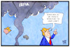 Cartoon: Irma (small) by Kostas Koufogiorgos tagged karikatur,koufogiorgos,illustration,cartoon,irma,usa,trump,kim,jong,un,nordkorea,hurrikan,sturm,unwetter,bedrohung