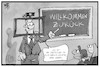 Cartoon: Präsenzunterricht (small) by Kostas Koufogiorgos tagged karikatur,koufogiorgos,illustration,cartoon,schule,lehrer,bildschirm,eingewöhnung,bildung,schüler