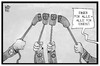 Cartoon: Schnelladestationen (small) by Kostas Koufogiorgos tagged karikatur,koufogiorgos,illustration,cartoon,elektromobilität,wirtschaft,auto,konzern,automobil,schnelladestation,tankstelle,strom,musketiere,stromkabel