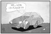 Cartoon: Sony E-Auto (small) by Kostas Koufogiorgos tagged karikatur,koufogiorgos,illustration,cartoon,sony,elektro,auto,elektromobilität,cd,player,multimedia,ces,messe,las,vegas,wirtschaft
